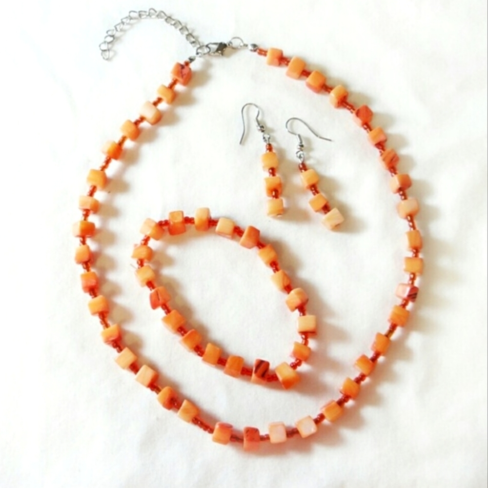 🆕️ Orange 3 Piece Jewelry Set
